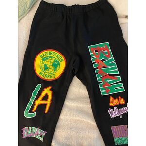 Market Unisex Sweatpants Black M Elastic Waistband Rear Pocket